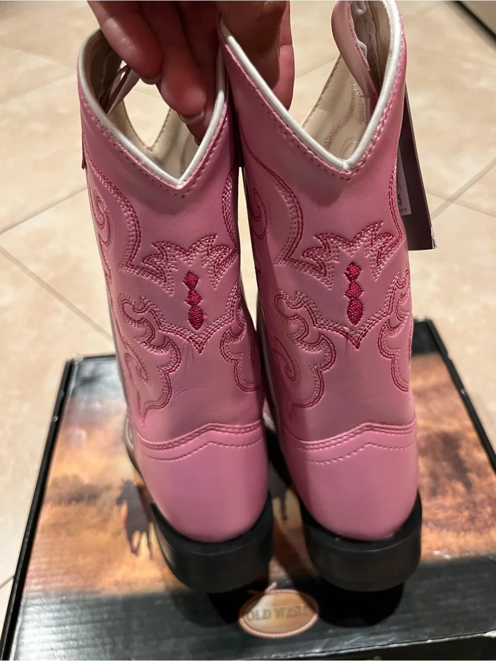 Old West Pink kids Western Cowboy Boots